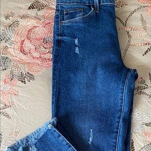 Just Black Straight Leg Distressed Raw Hem Jeans